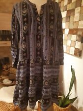 Kleid langarm Damen, knielang, Hängerchen, Azteken Muster, bunt, Gr. XL