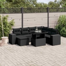 Gartenmöbel Sofa Garnitur Sitzgruppe Lounge 8-tlg. Schwarz Poly Rattan vidaXL
