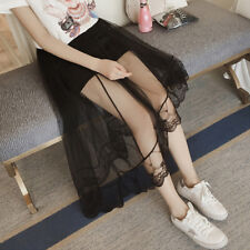 Rock Damen Lace schwarz Asymmetrie-Rock halbdurchlässig