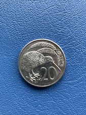 20 Cent Münze 1986 New Zealand Kiwi Beard Elizabeth II