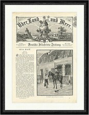 Die Auskunft Flameng Reiter Pferde Holztrog Zaun Krug Fenster  Faksimile_E 2185