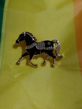 Metall Pferde Brosche Gold