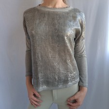 Chillnorway Damen Bluse Gr.XL Seide Wolle Baumwolle Pailletten Oversize Obert...