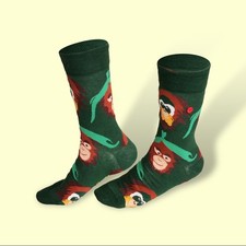 UnaBux Socken GRUMBLE IN THE JUNGLE grüne Socke mit Affen, Orang-Utans