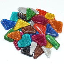 Glassteine Mosaik Soft glitter mix polygonal