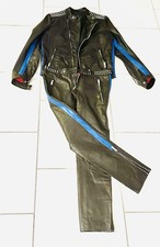Dsqured2 Lederjacke Gr.52 mit passender Lederhose 46 Schwarz Mit blauen Akzenten