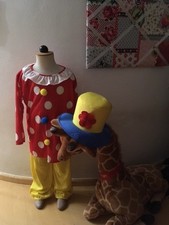 Tolles Karneval Kostüm 3er Set Clown 4-6 Jahre Größe S Anzug Hut K 35