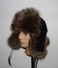 Waschbär Pelz Mütze Echtfell