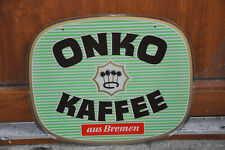 Altes Reklameschild/Glasschild 50er J.,Onko Kaffee Bremen,Kolonialwaren.Krämerl.