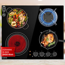 Kombi Gaskochfeld 4 Flammen 2x Gasherd 2x Elektroherd Einbaugasherd Kochfeld