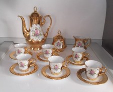 Mokkaservice von Seltmann Vohenstrauss aus den 50- 60er Jahren Gold & Rosendekor