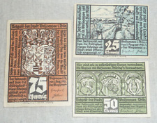 3 Stk. Notgeld der Stadt Weissensee 25, 50, 75 Pfennig