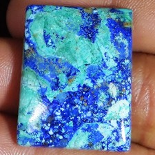 37,90 Ct Natürlicher Azurit Chrysokoll Kissenform Edelstein 23x30x5 Mm BR156