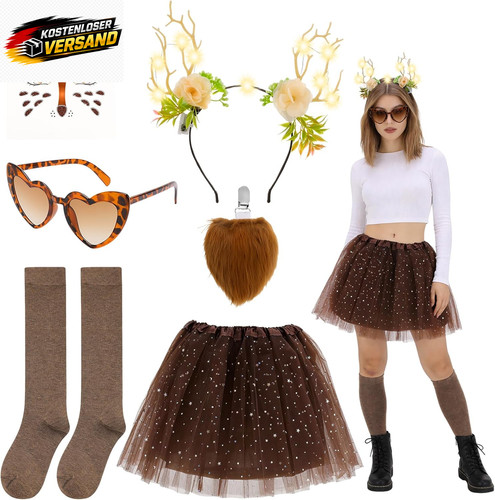 Rentier kostüm damen set - rentier, mit