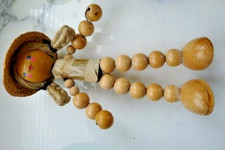  Figur Puppe Perlenpuppe Basteln Holz Strohhut