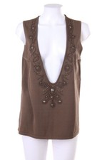 Betty Barclay Sweater Vest Applications Boho Style XL olive grey