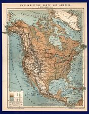 Landkarte anno 1897 - Nordamerika - Kanada USA Mexiko Karibik - Rocky Mountains