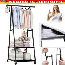 Kleiderständer Garderobenständer mit Ablage Regal Kleiderstange Garderobe 4Räder