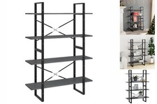 Regal Standregal Bücherregal Vorratsregal 4 Fächer Grau 100x30x140 Cm Kiefer Mas