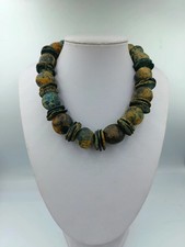 Handgefertigte Perlenkette im Ethno Stil mit Keramik Elementen