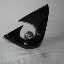Skulptur Keramik Dekoration Geschenk Modern Schwarz Silberkugel H 30 cm