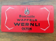 BISCUITTS  BLECHDOSE SCHWEIZ  WAFFELN WERNLI OLTEN TRIMBACH ROT Tipp Topp