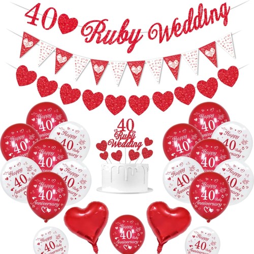 Rubin hochzeit deko set - rubin,