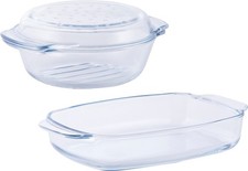 VAN WELL Auflauf Back Form eckig feuerfestes Glas (3-St), feuerfestes Glas, 1,7