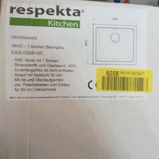 respekta Einbauspüle Küchenausstattung Mineralite Granit 50 x 44 cm betongrau la