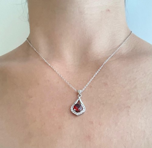 Echtsilber 925 kette mit - 925, rotem