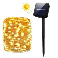 Solar Lichterkette Beleuchtung 100LED Kupferdraht Party Garten Außen Deko