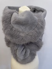 Silbergraue Luxus Stola Edel XXL Schal Cape weiches Fellimitat winterwarm NEU