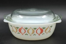 Jena Glas Auflaufform Kasserolle mit Glasdeckel Zwiebeln Motiv mit Griffen