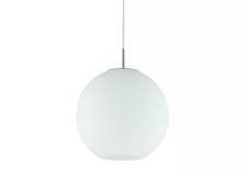 Pendellampe Hängelampe Leuchte rund Kugel Glas weiss D30 H130 1xE27 Massive