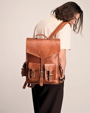 Neu Echt Leder Rucksack umhängetasche vintage Backpack leather tasche beutel bag