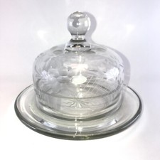 (D3) Biedermeier Käseglocke Glas Kristall Käsehaube Haube beschliffen