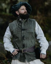 Mytholon Laertes Weste Wildleder Oliv M Larp Mittelalter Reenactment #13333