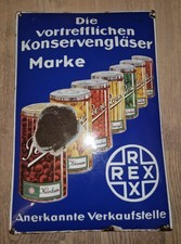 altes Emailschild Rex Konservengläser