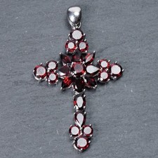 Kreuz Anhänger Silber 925 Granat Sterling WOW