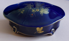 Graf von Henneberg Deckeldose Kobalt Blau Porzellan Ilmenau oval,