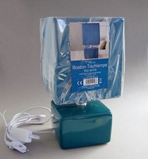 Tischlampe "Boston" | blau-grün | Keramik | eckig-quadratisch | H 26cm