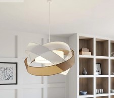 Lindby Simaria fabric pendant lamp, blacklgrey/white