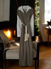 Max Mara Deluxe Maxi Kleid Strick Mix Gr M/L Np 229€ Boho Gr 38/40 Braun/weiss