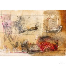 HENRYK CZESNIK GROSSES GEMÄLDE KRANKENBETT BAHNHOFSVORSTEHER LANDSCHAFT POLEN