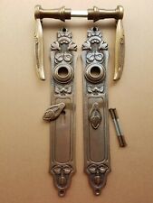 Messing Antik BB 72 Langschild Türgriffe Türbeschlag Jugendstil S113-1A