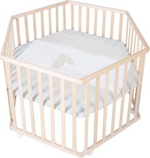 Roba Hexagon Laufstall, naturfarben, mobil, 3-stufig verstellbar