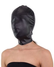 BDSM Maske geschlossen Full Face Hood ohne Öffnungen Ledermaske Kopf Leder Haube