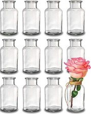 12 Mini Glasvasen 12,5cm Deko Blumen Vase Flasche Hochzeit klein Väschen Set