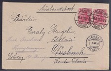 75873) FRANKFURT (MAIN) 1918 sauberer Auslandsbrief nach DIESBACH (GLARUS)