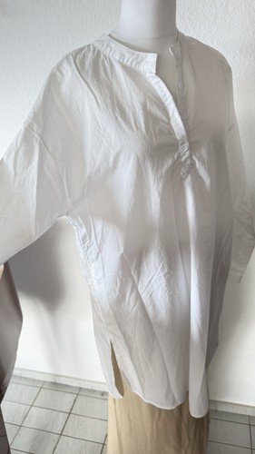Weiße lange stehkragen - weiße, bluse